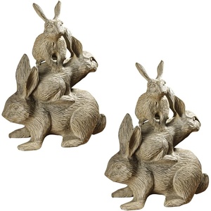 image:imageDesign Toscano Bunched Bunnies Cast Iron Statue BronzeSet of 2