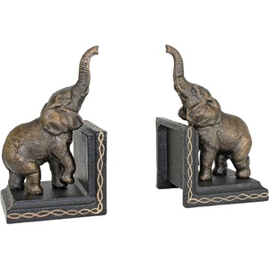 image:imageDesign Toscano SP1601 Bookworm Bunny Rabbits Cast Iron Sculptural Bookend Pair full colorTriumphant Elephant