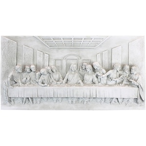 image:imageDesign Toscano The Last Supper Religious Wall Plaque Sculpture 23 Inch Wide 12 Inch Tall Cast Stone Resin Antique Stone FinishBy Da Vinci