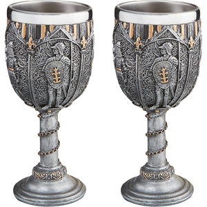 image:imageDesign Toscano Toast of the Zombie Sculptural GobletCL95698 Legion of The Kings Royal Gothic Set of Two Knights Goblet
