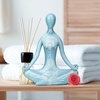 image:imageDesign Toscano QL1274 Zen Yoga Meditation Statue Figurine 8 inches Wide 10 inches Tall Handcast Polyresin Blue amp White Finish