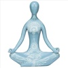 image:imageDesign Toscano QL1274 Zen Yoga Meditation Statue Figurine 8 inches Wide 10 inches Tall Handcast Polyresin Blue amp White Finish