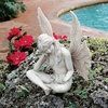 image:imageDesign Toscano Gazing Secret Garden Fairy Woman Statue Figurine 7 inches wide 10 inches tall Cast Stone Resin Antique Stone FinishGazing Secret Garden Fairy