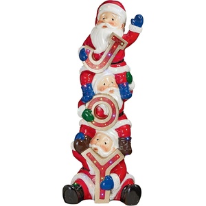 image:imageChristmas Decorations  The Christmas Crew Stacked Santa Figures 5 Foot Tall Illuminated LED Holiday Decor Statue