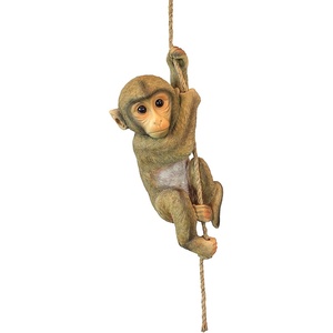 image:imageDesign Toscano Chico the Chimpanzee Baby Monkey Hanging IndoorOutdoor Animal Statue 16 Inch Long Cast Stone Resin Brown Painted Finish