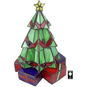 image:imageDesign Toscano Christmas Tree Stained Glass Lamp Illuminated Sculpture
