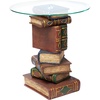image:imageDesign Toscano Stacked Volumes Vintage Book Decor End Table with Glass Top 20 Inch Tall Cast Stone Resin Rustic Multicolored Painted Finish