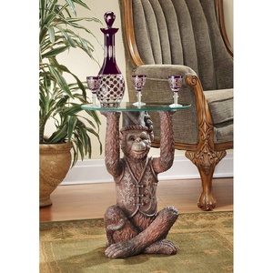 image:imageDesign Toscano Exotic Decor Moroccan Monkey Business Glass Topped Side Table 21 Inch Full Color