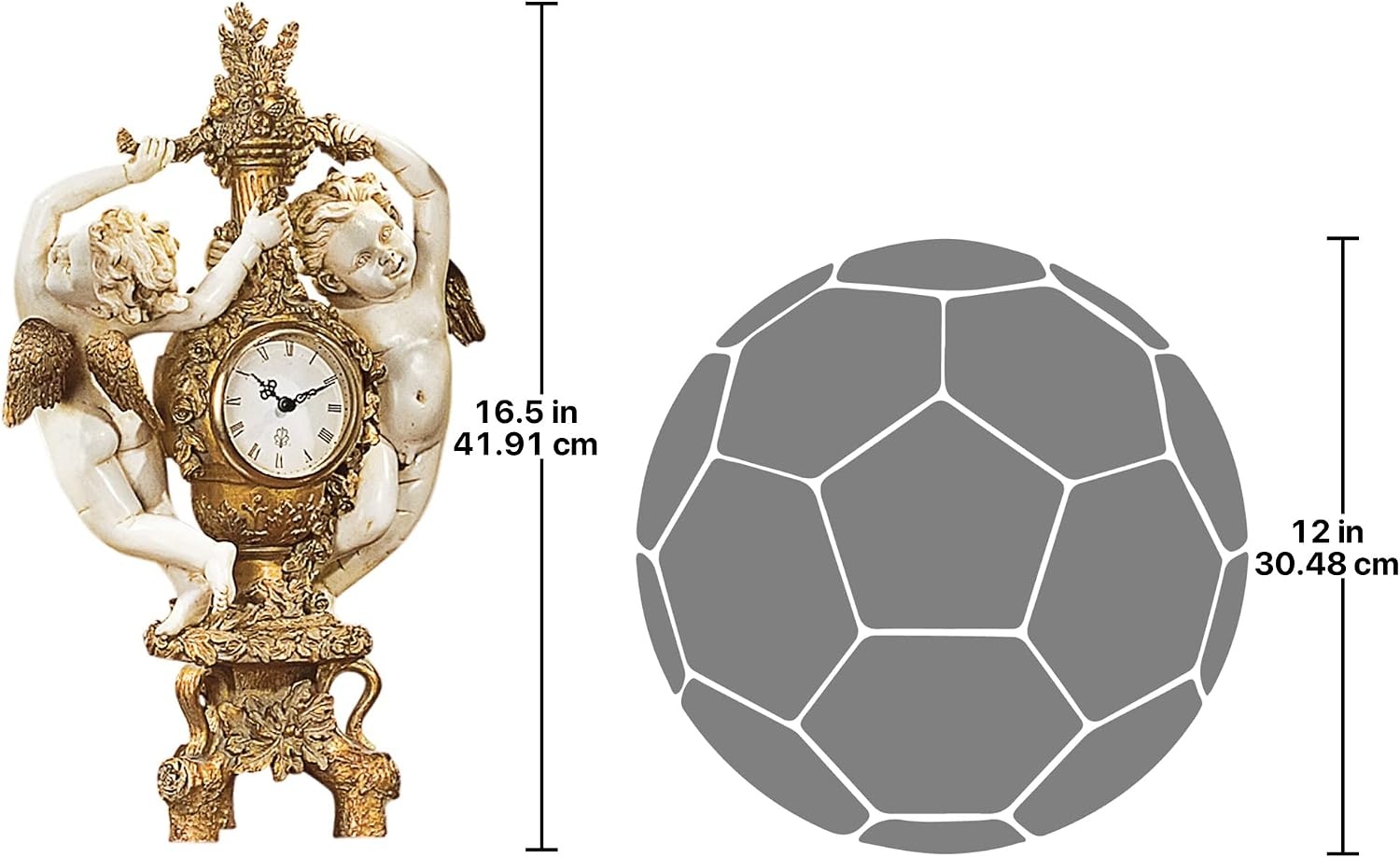 image:imageDesign Toscano Cherubs Harvest Mantel Clock Vintage Home Decor 16 Inches Tall Cast Stone Resin Faux Gold amp Ivory FinishClock