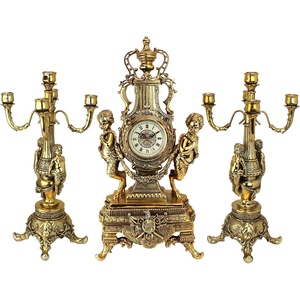 image:imageDesign Toscano Grande Chateau Beaumont Clock and Candelabra Ensemble 24 Inch Complete Set of 3 Pcs Polyresin GoldGold