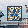 image:imageDesign Toscano Glasgow Basket TiffanyStyle Stained Glass WindowBlue Orchid