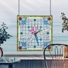 image:imageDesign Toscano Stained Glass Panel  Dragonfly Pond 24W x 245H Wall Hanging Blossom Pink Handcrafted Stained Glass SculptureArt Deco