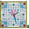image:imageDesign Toscano Stained Glass Panel  Dragonfly Pond 24W x 245H Wall Hanging Blossom Pink Handcrafted Stained Glass SculptureArt Deco