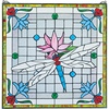 image:imageDesign Toscano Stained Glass Panel  Dragonfly Pond 24W x 245H Wall Hanging Blossom Pink Handcrafted Stained Glass SculptureArt Deco