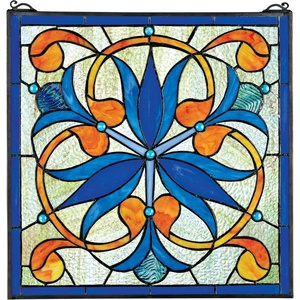 image:imageDesign Toscano Glasgow Basket TiffanyStyle Stained Glass WindowBlue Orchid