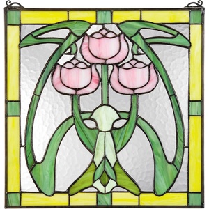 image:imageDesign Toscano Glasgow Basket TiffanyStyle Stained Glass WindowNouveau Pink