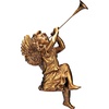 image:imageDesign Toscano JE930801 Trumpeting Angels of Peters Square Holiday Statue Ornaments Set of Two Boy amp Girl 7 inches Wide 13 inches Tall Handcast Polyresin Antique Gold FinishGirl