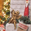image:imageDesign Toscano JE930801 Trumpeting Angels of Peters Square Holiday Statue Ornaments Set of Two Boy amp Girl 7 inches Wide 13 inches Tall Handcast Polyresin Antique Gold FinishGirl