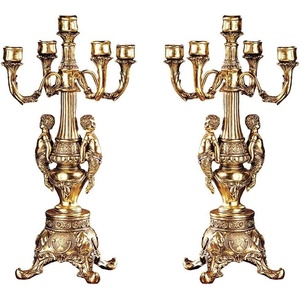 image:imageDesign Toscano Grande Chateau Beaumont Candelabra Candle Holders Set of Two 20 Inch Tall Cast Stone Resin Metallic Gold Finish