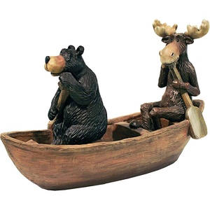 image:imageMoose and Black Bear in a Boat StatueFull Color Finish