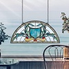 image:imageDesign Toscano Lady Astor DemiLune Stained Glass Window Hanging Panel 32 Inch Amethyst Moon 050 x 3350Heraldic Blue
