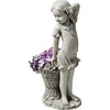 image:imageDesign Toscano Frances the Flower Girl Outdoor Garden Statue with Planter 21 Inch Tall Cast Stone Resin Antique Stone Finish