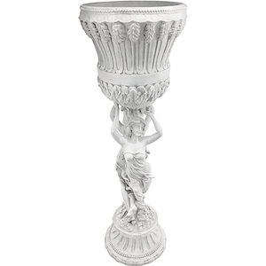 image:imageDesign Toscano Les Filles Joyeuses Dancing Maidens Pedestal Column Plant Stand with Urn 36 Inch Tall Cast Stone Resin Antique Stone Finish
