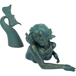 image:imageDesign Toscano Meara the Mermaid Swimmer IndoorOutdoor Garden Statue for Patio Pool or Lawn 16 Inches Wide 7 Inches Deep 7 Inches High Handcast Polyresin Green Verdigris Finish