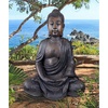 image:imageDesign Toscano Meditative Asian Decor Grand Temple IndoorOutdoor Garden Statue Large 40 inches tall Cast Stone Resin Dark Stone FinishJapanese Buddha