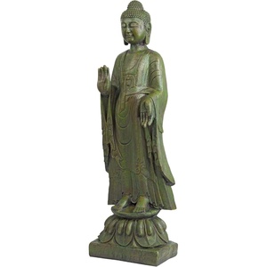 image:imageDesign Toscano Meditative Asian Decor Grand Temple IndoorOutdoor Garden Statue Large 40 inches tall Cast Stone Resin Dark Stone FinishEnlightened Buddha