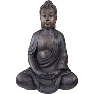 image:imageDesign Toscano Meditative Asian Decor Grand Temple IndoorOutdoor Garden Statue Large 40 inches tall Cast Stone Resin Dark Stone FinishJapanese Buddha