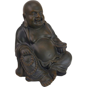 image:imageDesign Toscano Meditative Asian Decor Grand Temple IndoorOutdoor Garden Statue Large 40 inches tall Cast Stone Resin Dark Stone FinishMedium Laughing Buddha Happy Hotei