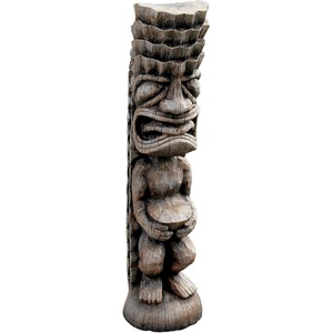 image:imageDesign Toscano Tiki of the Luau Totem Pole Tropical Decor IndoorOutdoor Garden Statue 23 inches tall Cast Stone Resin Woodtone FinishThe Luau